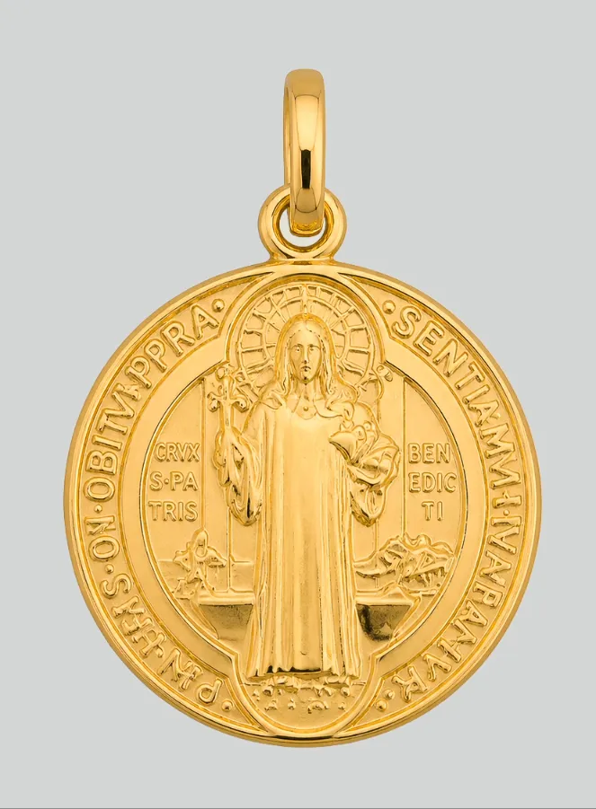 Medaille des Heiligen Benedikt aus 18 Karat Gold - 16 mm (pic 2)