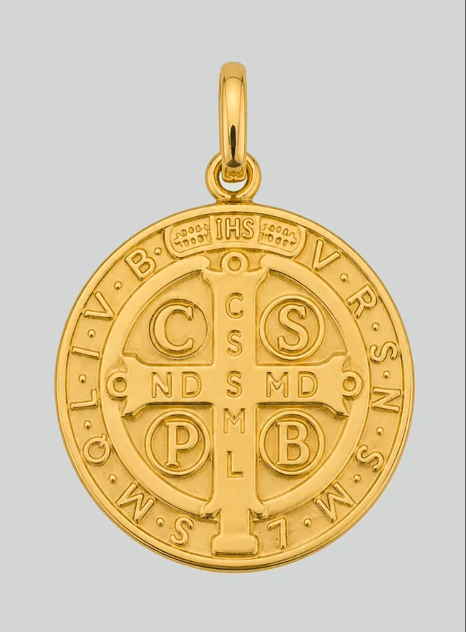 Medaille des Heiligen Benedikt aus 18 Karat Gold - 16 mm (pic 3)