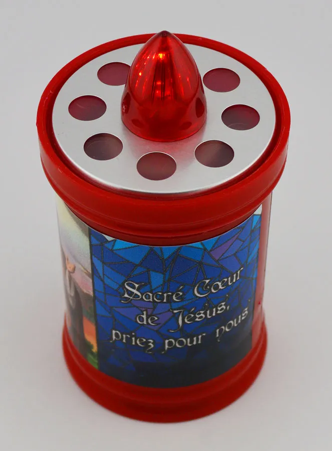 Elektrisches LED Grablicht Grabkerze Herz Jesu Rot - 60 Tage (pic 4)