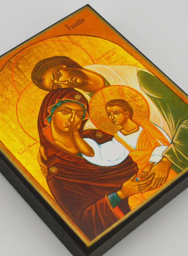 Byzantinische Ikone Heilige Familie - 15 cm (pic 3)