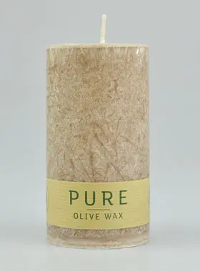 Bio Rustik Kerze Olive - Farbe Siena - 100% Natürlich -13 X 7 cm (pic 1)
