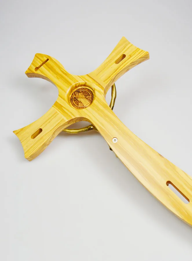 Großes Wand Kreuz Heiliger Benedikt aus Holz und Bronze - 48 cm (pic 4)