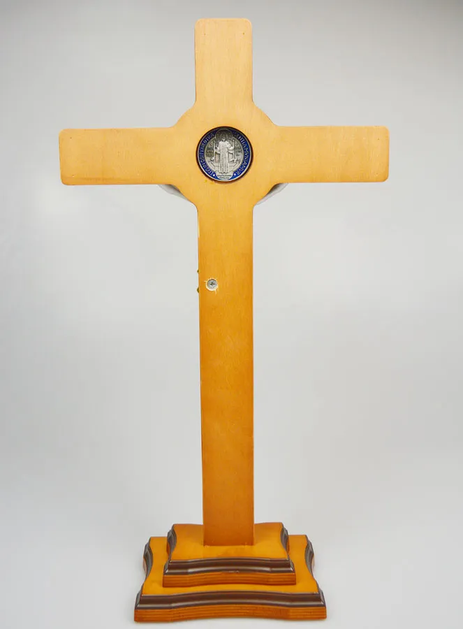 Großes Holz-Kreuz des Heiligen Benedikt mit Sockel - 53 cm (pic 4)