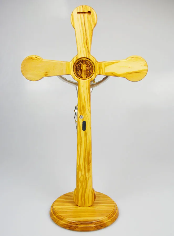 Kreuz des Heiligen Benedikt aus Olivenholz und Bronze - 52 cm (pic 4)