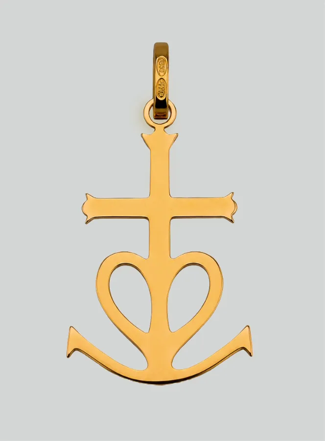 Anhänger Kreuz Herz Anker Glaube Liebe Hoffnung - 20mm - 18 Karat Gold (pic 3)