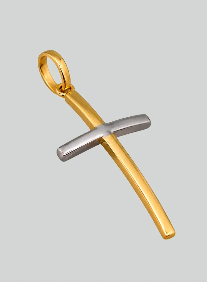 Anhänger Kreuz Jesu Gelbgold & Weißgold - 25mm - Massiv Gold 18 Karat (pic 2)