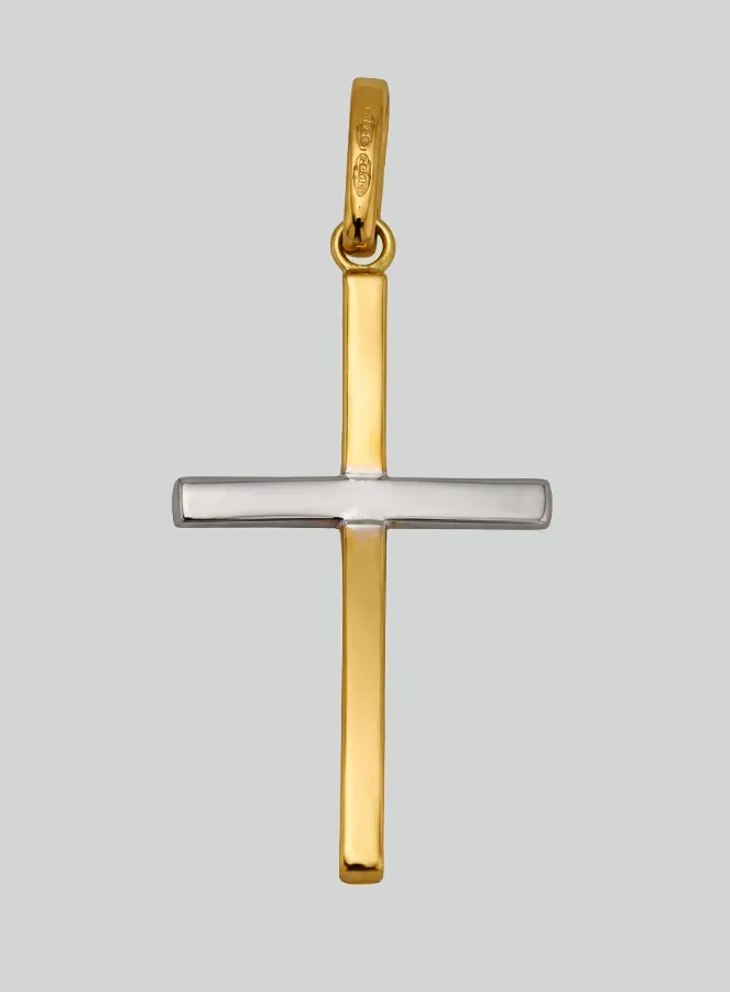 Anhänger Kreuz Jesu Gelbgold & Weißgold - 25mm - Massiv Gold 18 Karat (pic 3)