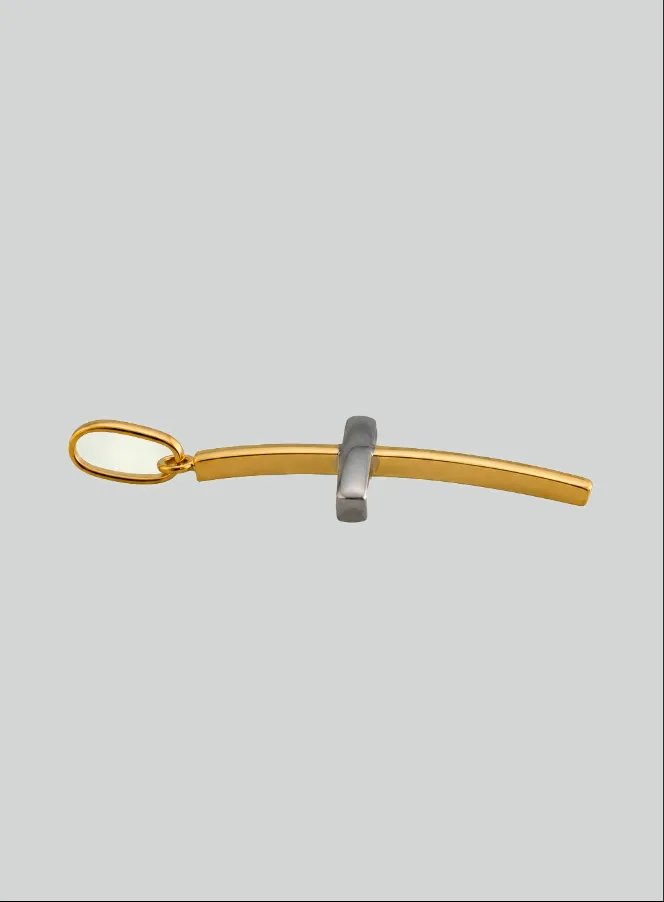 Anhänger Kreuz Jesu Gelbgold & Weißgold - 25mm - Massiv Gold 18 Karat (pic 4)