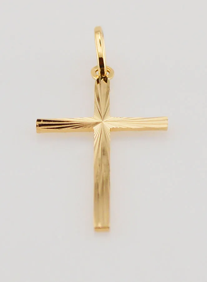 Anhänger Kreuz Klassisch Diamantiert - 27mm - Massiv Gold 18 Karat (pic 3)