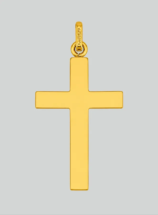 Anhänger Klassisches Kreuz Diamantiert - 22mm - Massiv Gold 18 Karat (pic 3)