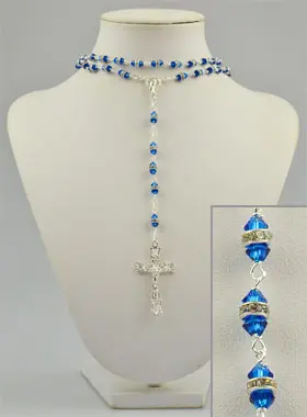 Rosenkranz Kristall Saphir Blau und Silber (pic 1)