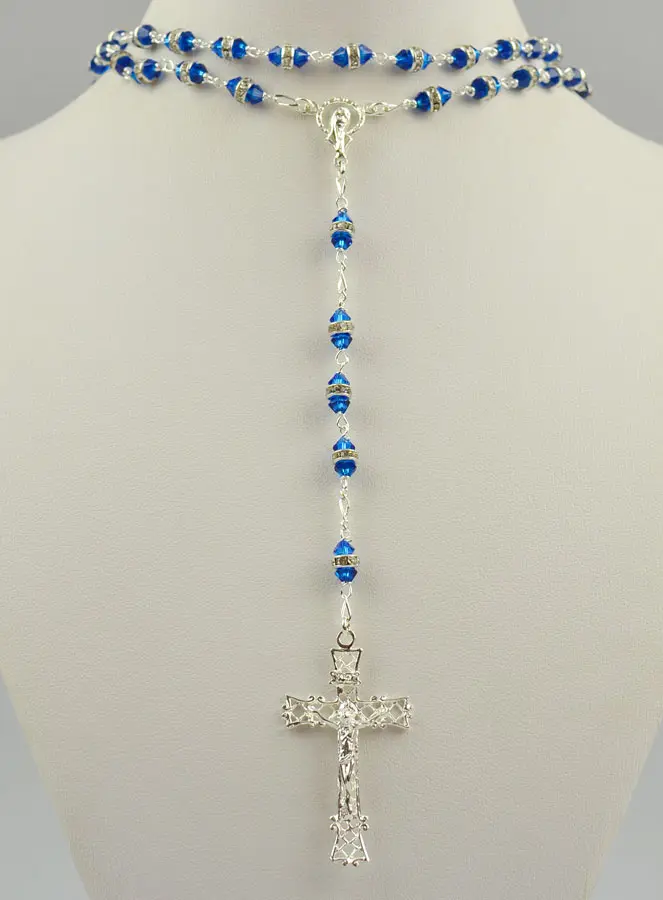 Rosenkranz Kristall Saphir Blau und Silber (pic 2)