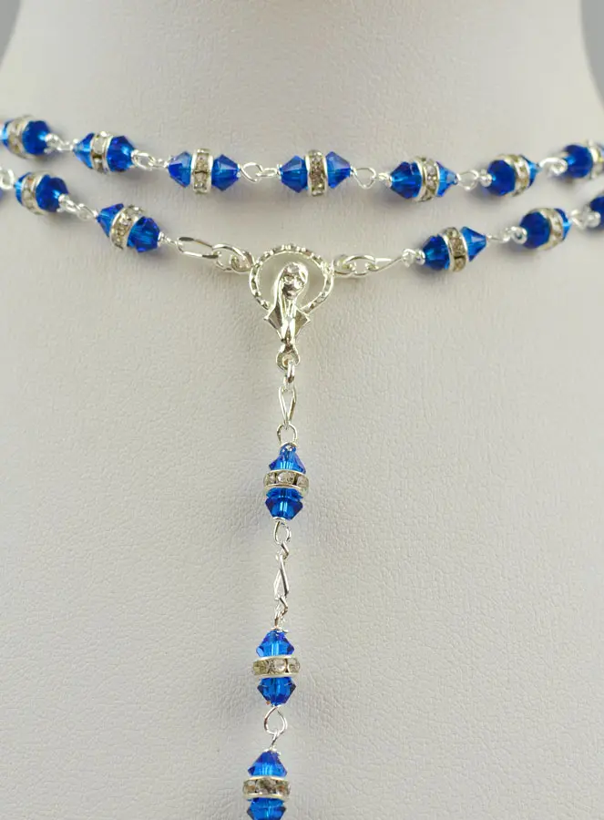 Rosenkranz Kristall Saphir Blau und Silber (pic 3)