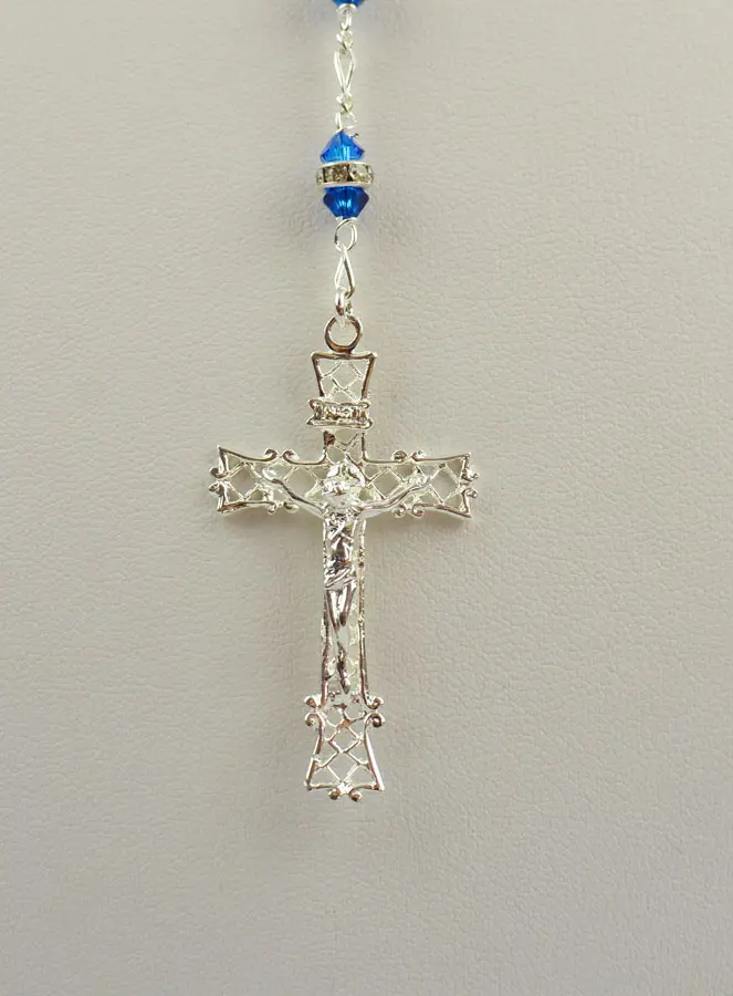 Rosenkranz Kristall Saphir Blau und Silber (pic 4)