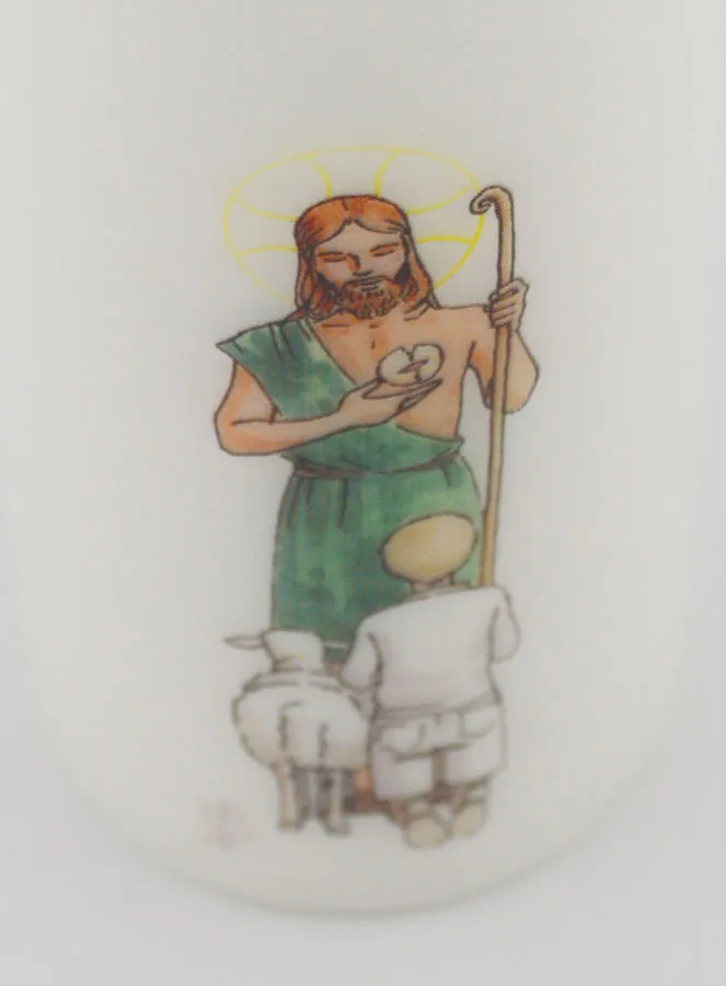 Kommunion Kerze Jesus der Gute Hirte - Junge mit dunklem Haar (pic 4)