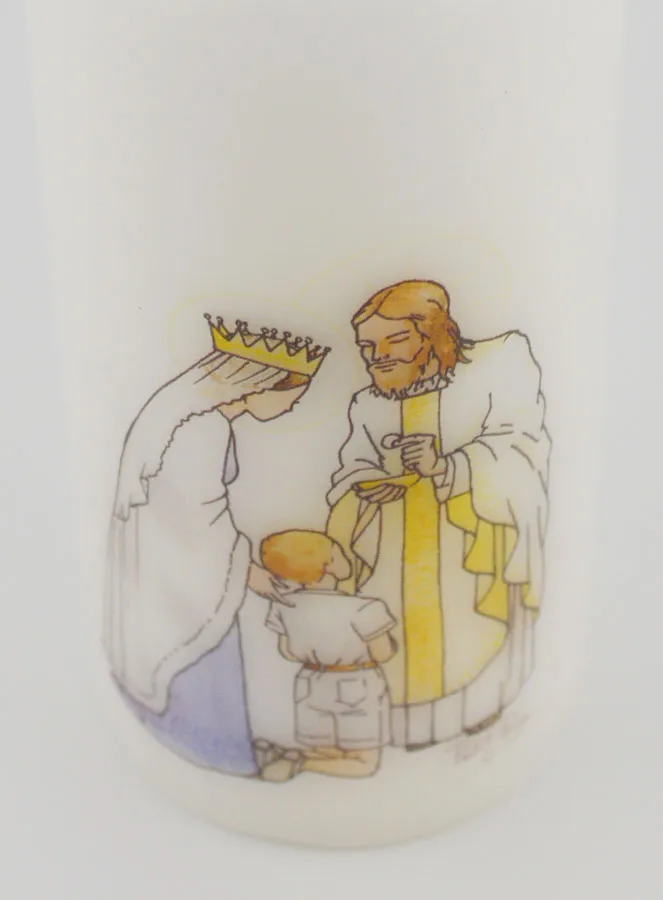 Kommunion Kerze Empfange die Eucharistie - Jesus und Maria - Blonder Junge (pic 4)