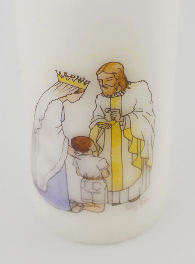 Erstkommunion Kerze Jesus und Maria - Junge mit braunem Haar (pic 4)