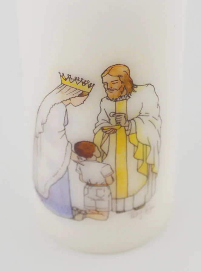 Kommunion Kerze Empfange die Eucharistie - Jesus und Maria - Junge mit braunem Haar (pic 4)