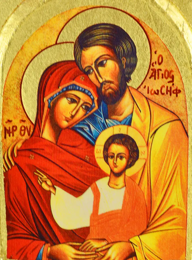 Abgerundete Byzantinische Ikone - Heilige Familie 13cm (pic 3)