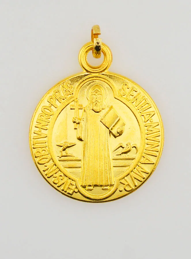 Medaille des Heiligen Benedikt - Metall Goldfarben - 22 mm (pic 3)