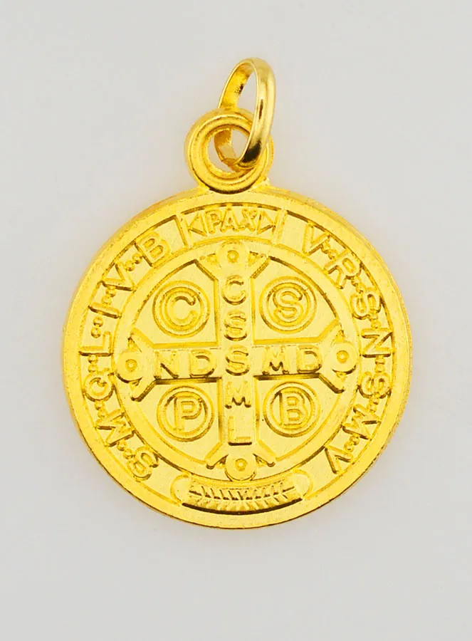 Medaille des Heiligen Benedikt - Metall Goldfarben - 22 mm (pic 4)