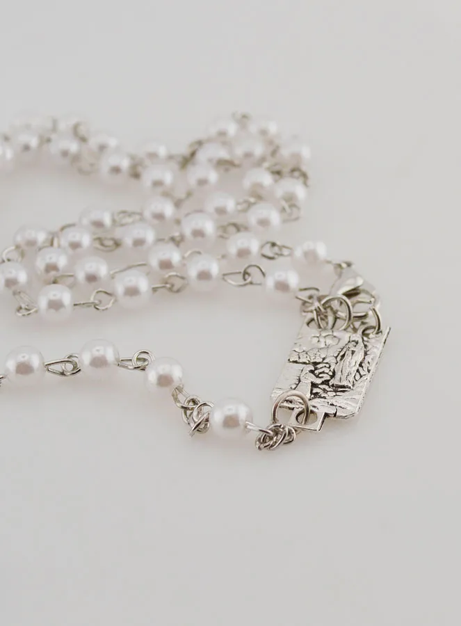 Rosenkranz Perlmutt Weiss Geschenk Dose  - 40 cm (pic 4)