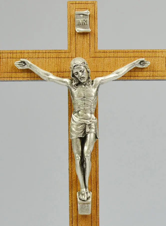 Kruzifix Stehkreuz Holz und Korpus Silberfarben - 18cm (pic 3)
