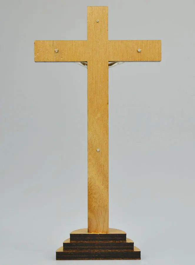 Kruzifix Stehkreuz Holz und Korpus Silberfarben - 18cm (pic 4)