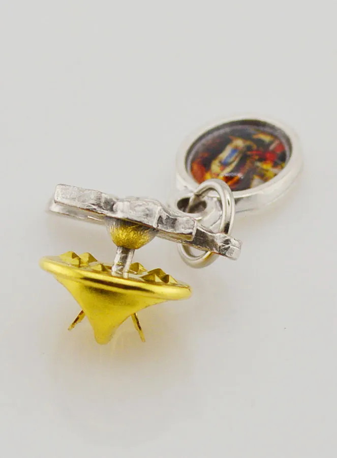 Anstecknadel Medaille Gottesmutter von Lourdes - 3cm (pic 4)