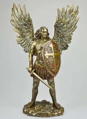 Statue des Erzengels Michael mit Schild aus Bronze - 36cm (pic 1)