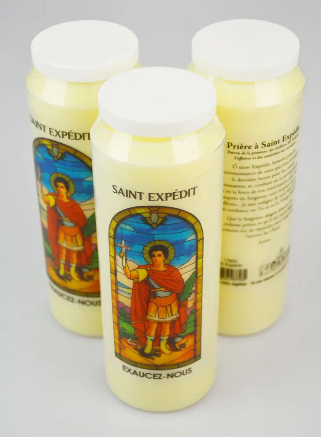 3 Novenen-Kerzen Heiliger Expeditus mit Gebet (pic 2)