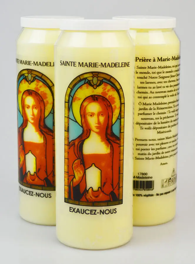 3 Novenenkerzen zur Heiligen Maria Magdalena mit Gebet (pic 1)