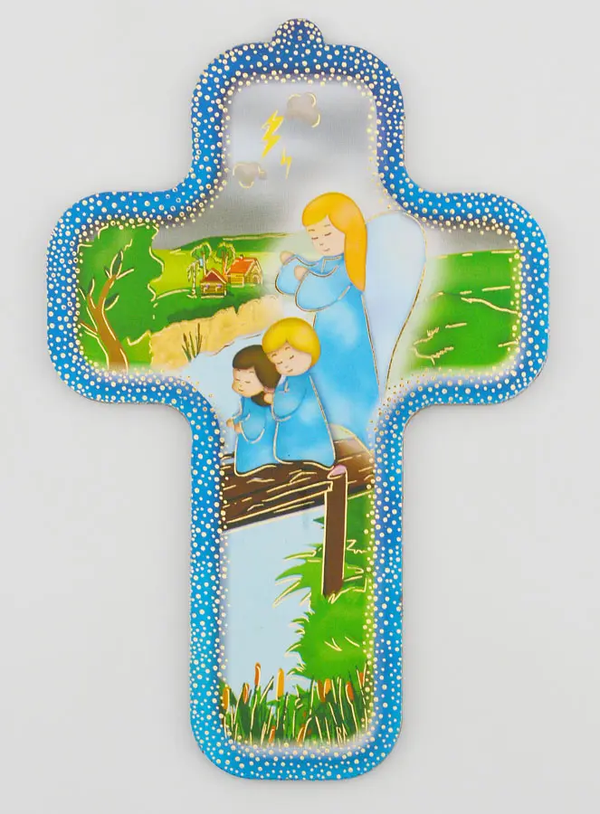 Kinderkreuz aus Holz - Schutzengel und Kinder (pic 1)