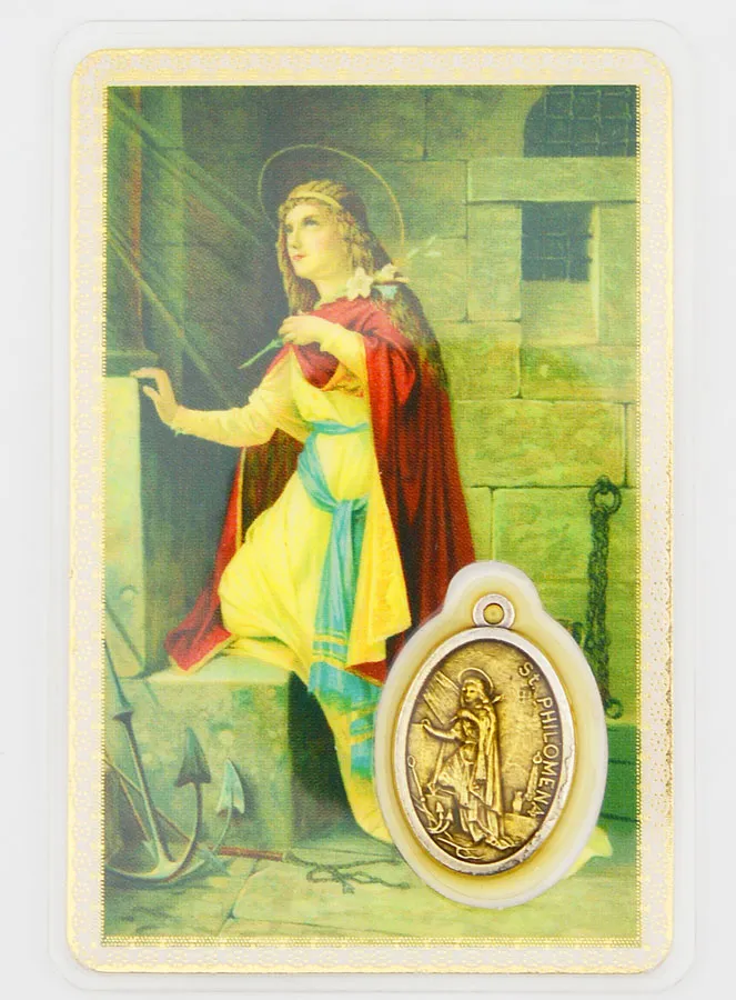 Gebetskarte & Medaille - Heilige Philomena (pic 1)