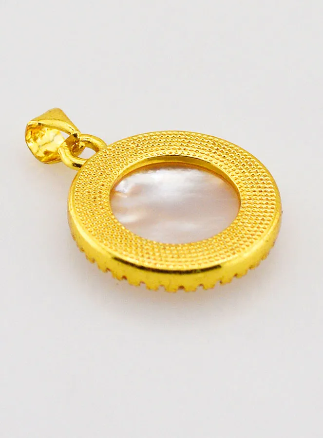 Goldfarbene Medaille aus Perlmutt mit Ex-Voto 22mm (pic 4)