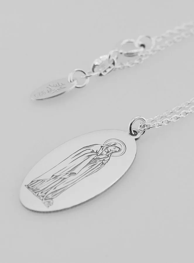 Medaille Jungfrau Maria + Kette - Massiv Silber (pic 1)