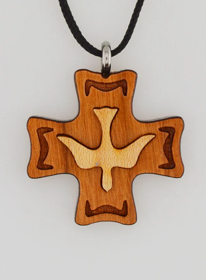 Anhänger Kreuz Firmung aus Holz - Heiliger Geist (pic 1)