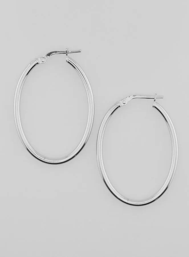 Ovale Creolen Ohrringe aus Rhodiniertem 925er Silber - 36mm (pic 1)