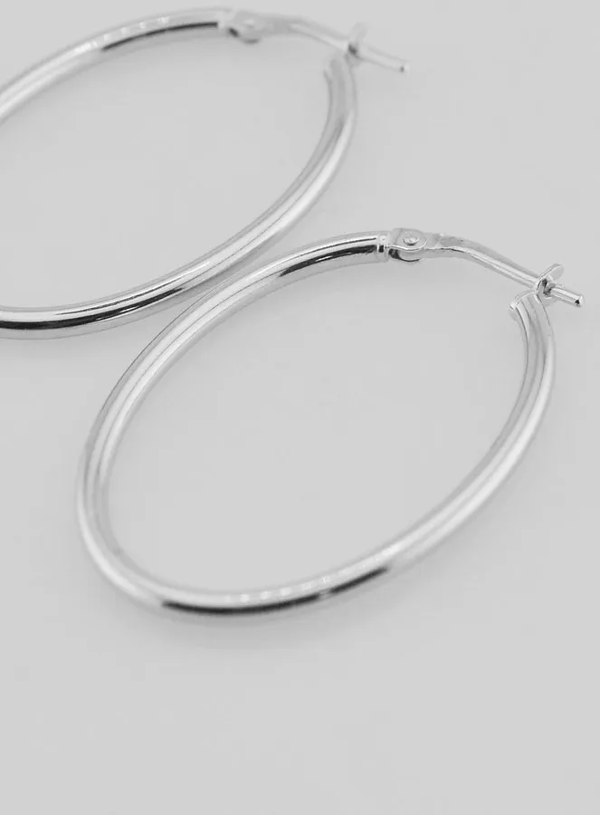 Ovale Creolen Ohrringe aus Rhodiniertem 925er Silber - 36mm (pic 3)