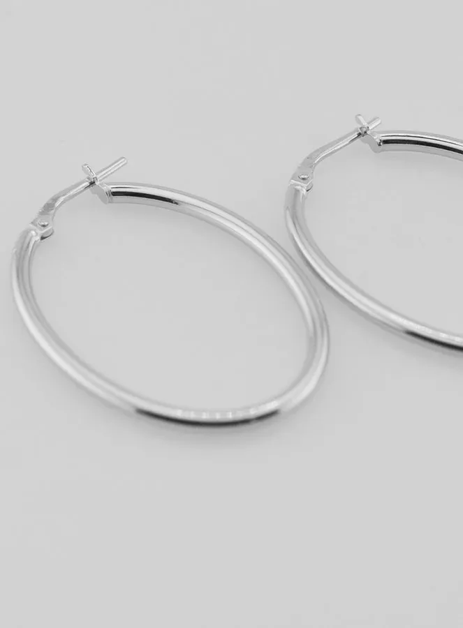 Ovale Creolen Ohrringe aus Rhodiniertem 925er Silber - 36mm (pic 4)