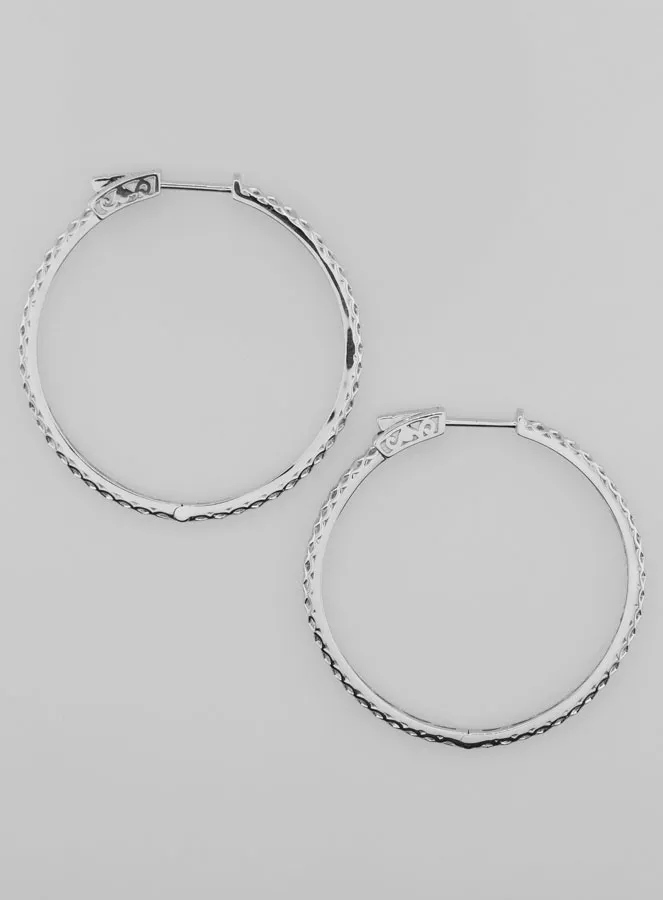 Durchbrochene Creolen Ohrringe 40mm - 925er Silber Rhodiniert (pic 1)
