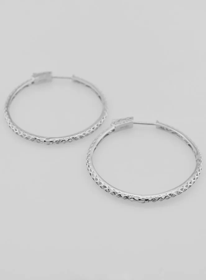 Durchbrochene Creolen Ohrringe 40mm - 925er Silber Rhodiniert (pic 2)