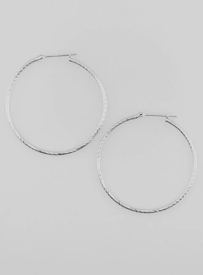 Gedrehte Creolen Ohrringe aus Rhodiniertem 925er Silber - 40mm (pic 1)