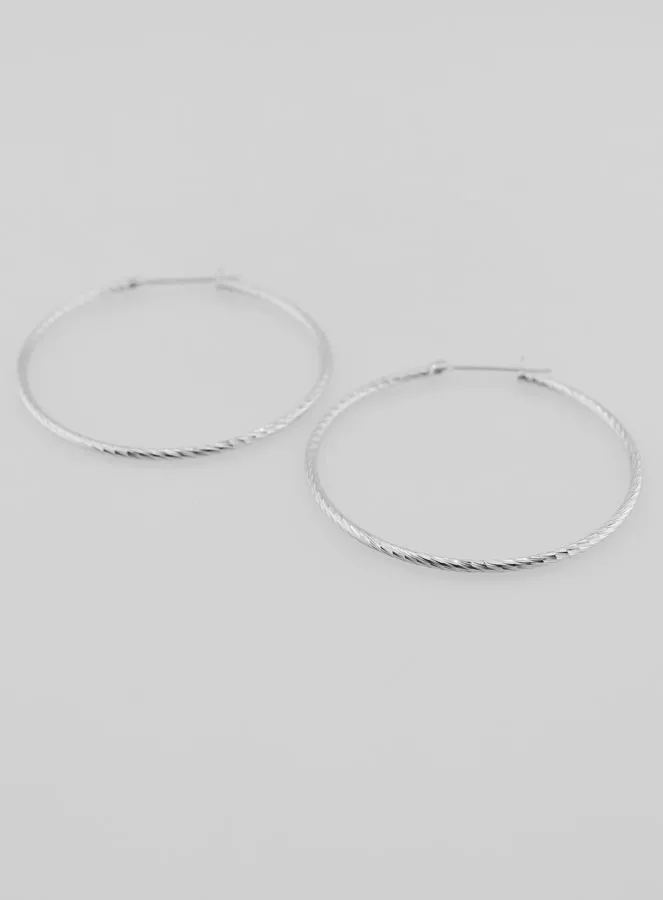 Gedrehte Creolen Ohrringe aus Rhodiniertem 925er Silber - 40mm (pic 2)