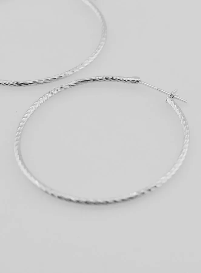 Gedrehte Creolen Ohrringe aus Rhodiniertem 925er Silber - 40mm (pic 3)