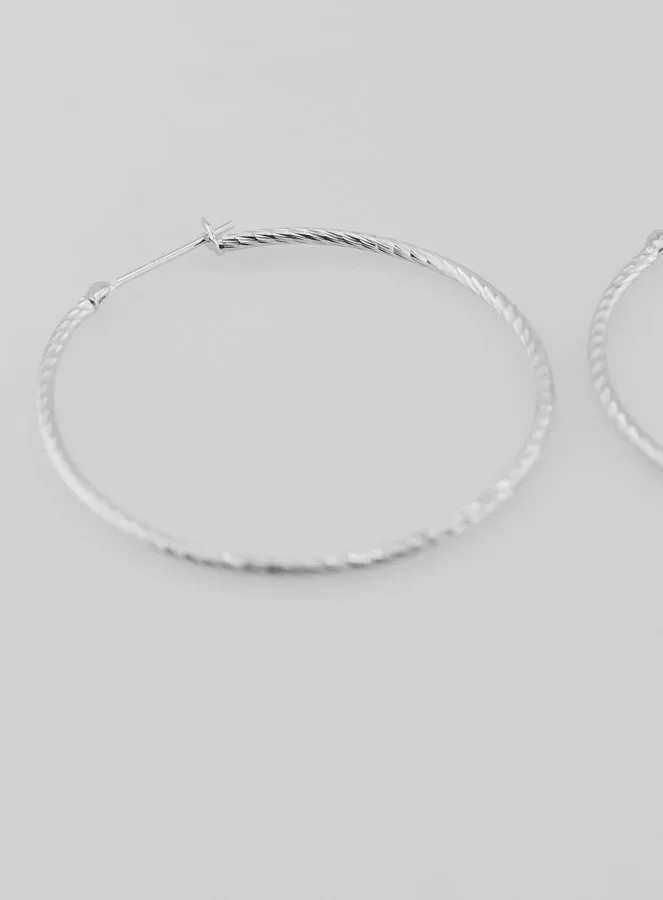 Gedrehte Creolen Ohrringe aus Rhodiniertem 925er Silber - 40mm (pic 4)