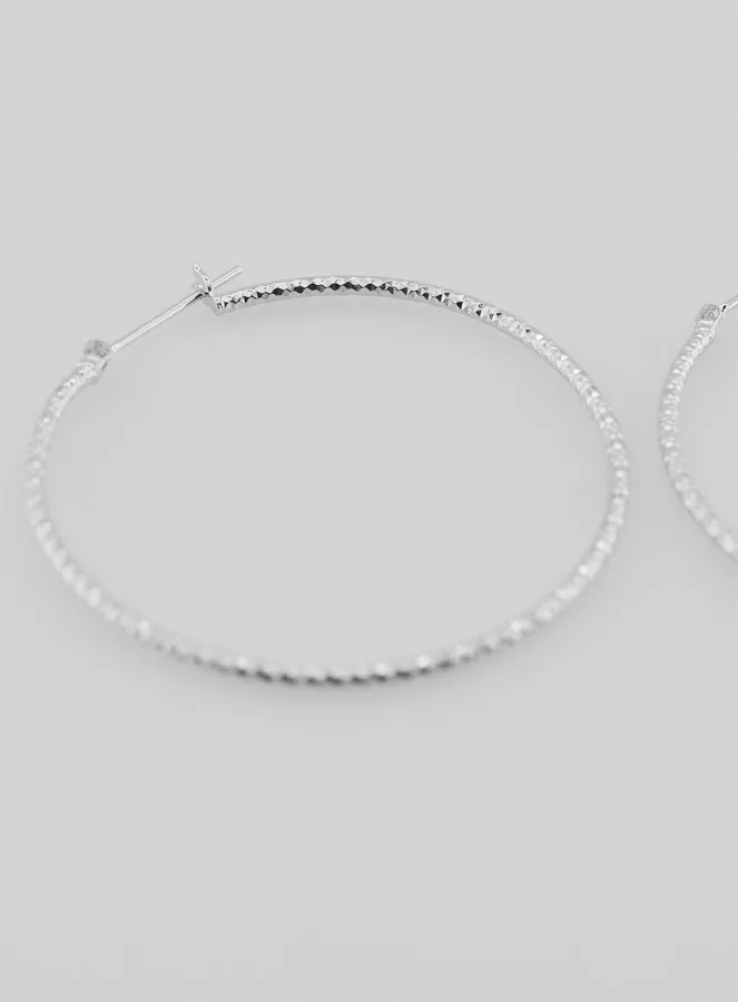 Gehämmerte Creolen Ohrringe aus Rhodiniertem 925er Silber - 40mm (pic 4)