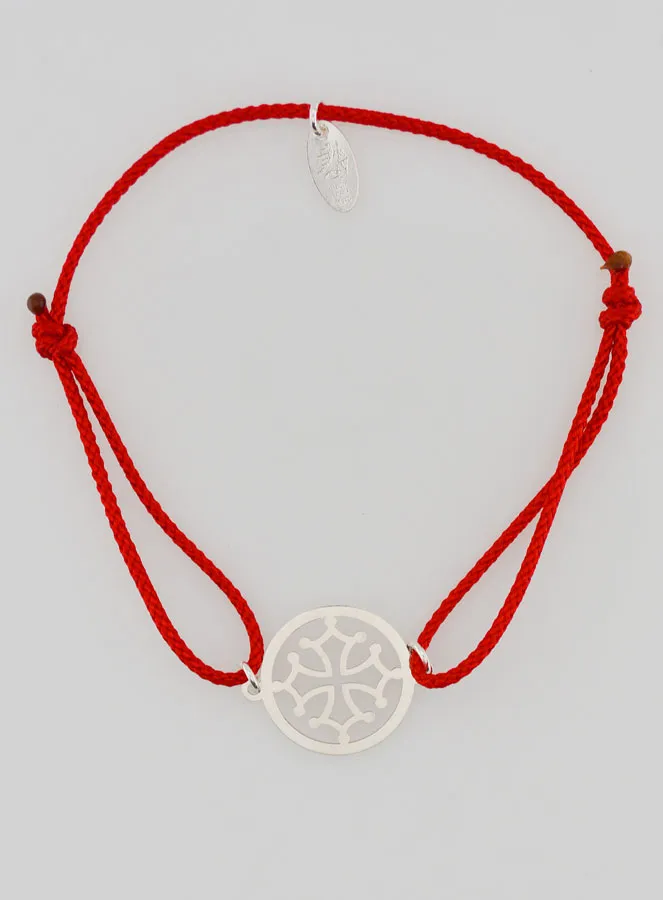 Armband Silber und Kordel – Kreuz von Okzitanien (pic 1)