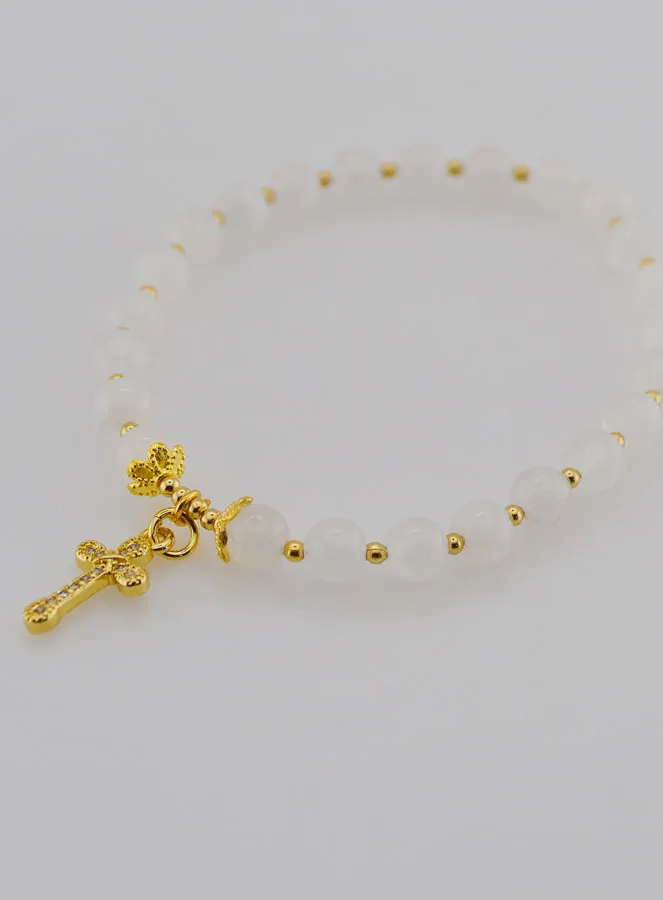 Armband Mondstein und Kreuz - 6mm (pic 4)
