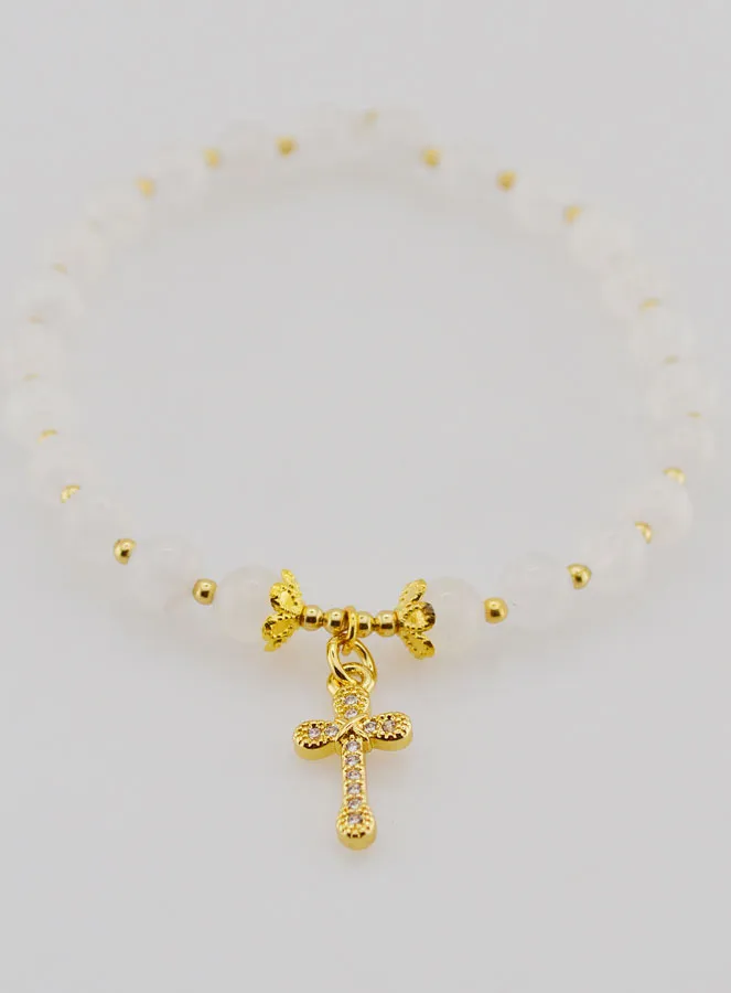 Armband mit Kreuz - Mondstein 6mm (pic 2)